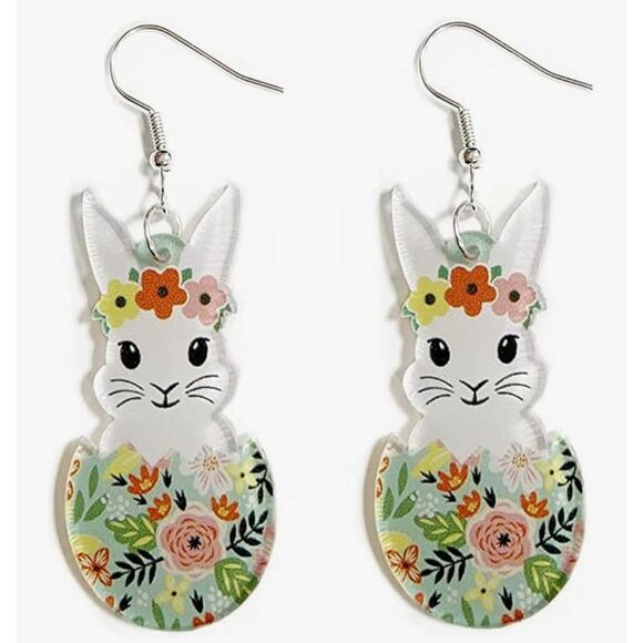 Jewelry - 💜Acrylic easter bunny drop earrings